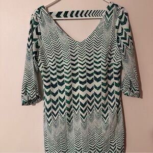 Charlotte Russe Teal‎ Chevron Long Sleeve Dress